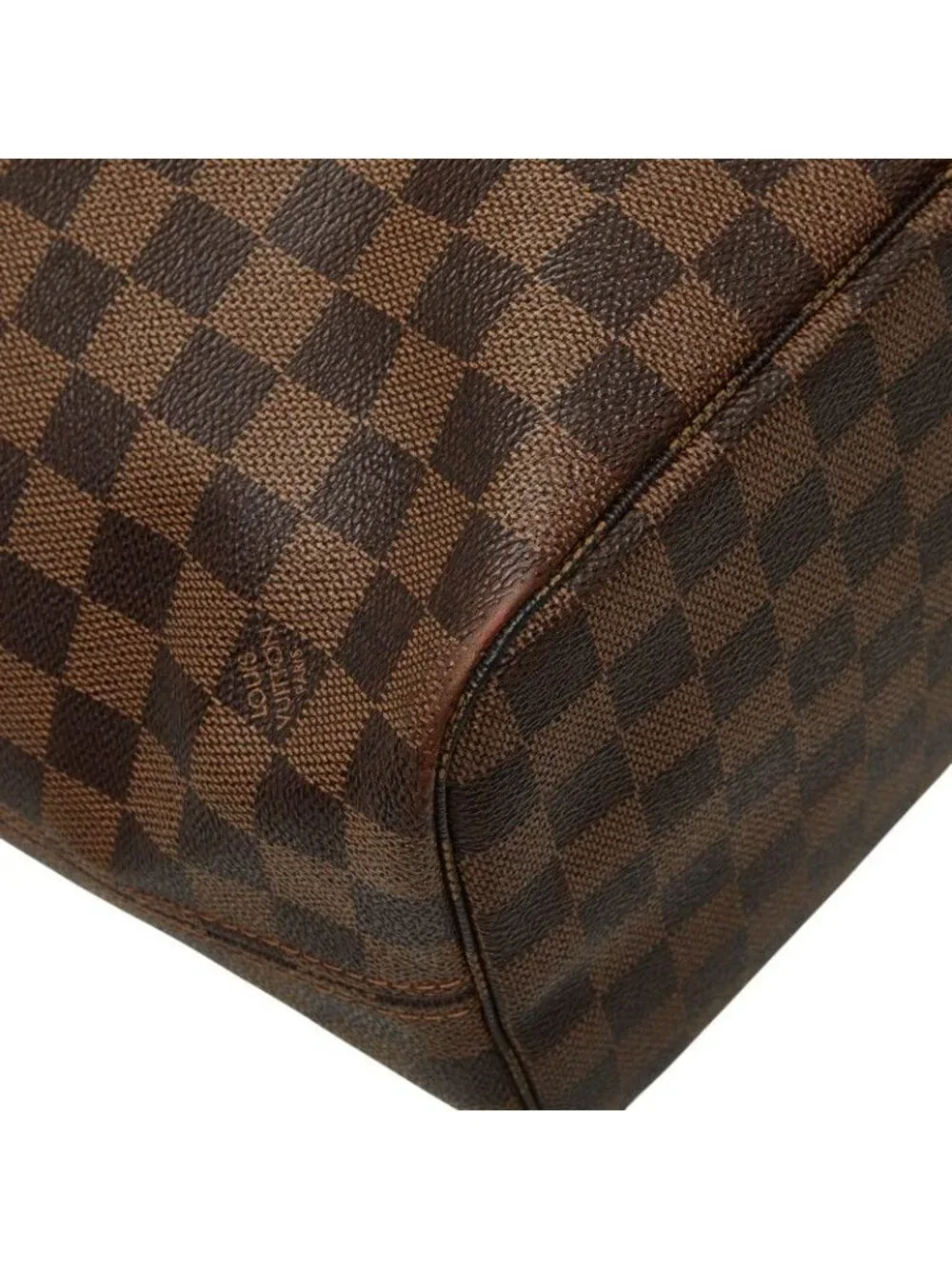 Louis Vuitton Damier Neverfull MM Tote Brown Leather